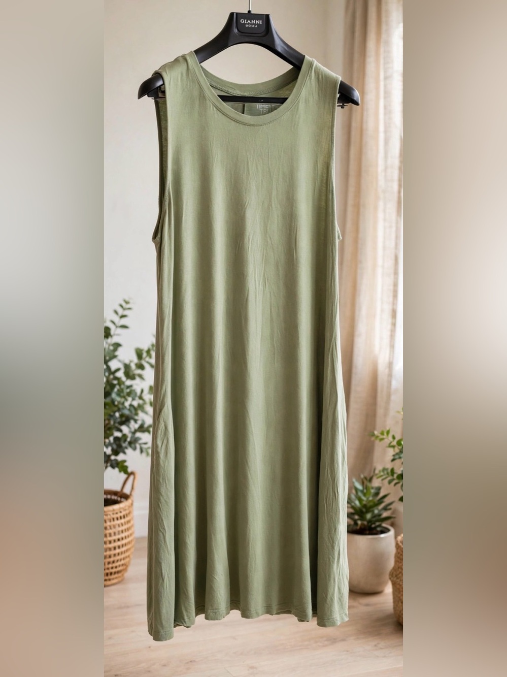 Time and Tru Olive Green Casual Maxi Dress